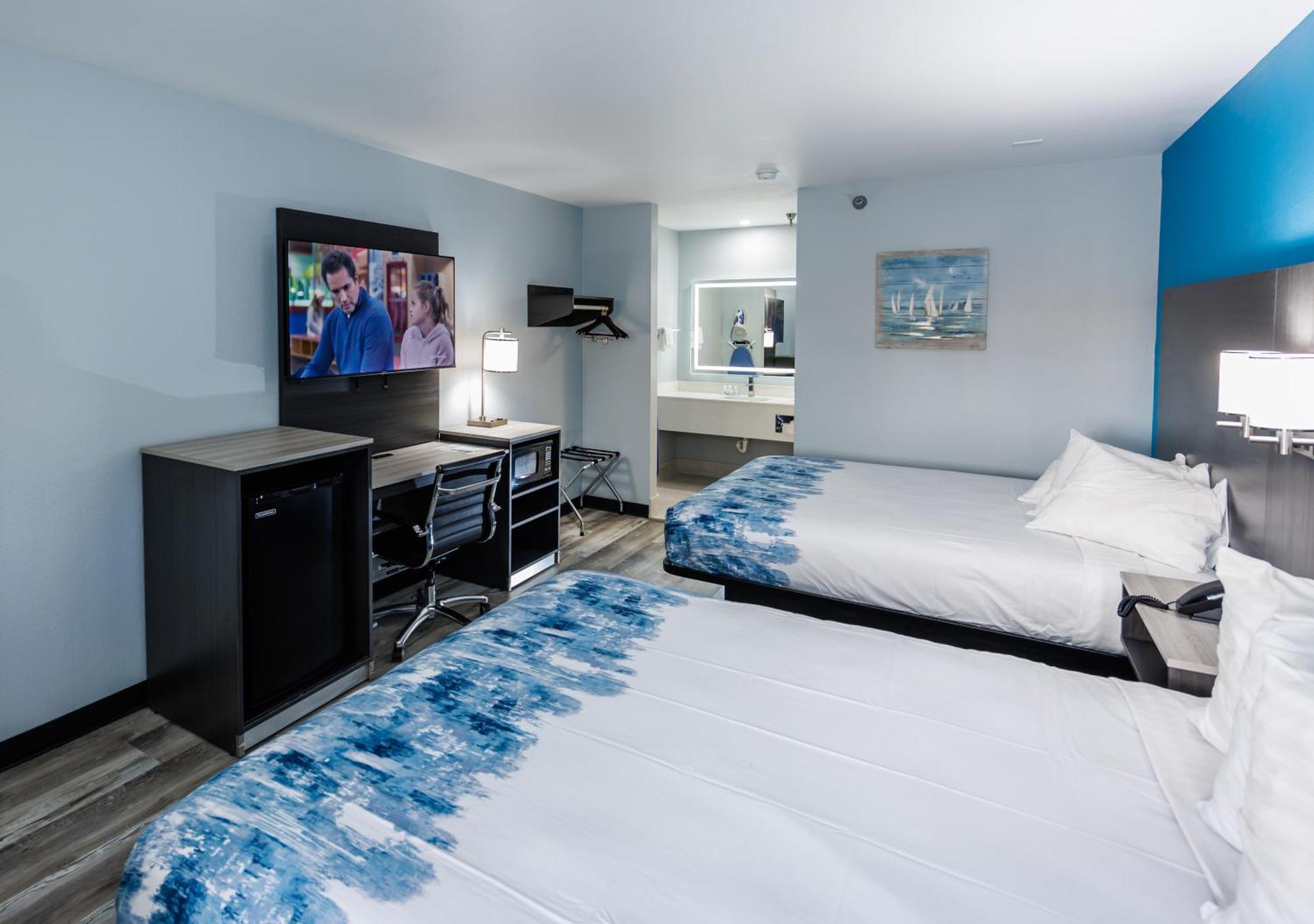 Double Room with Two Double Beds, Mobility/Hearing Access and Roll-In Shower, Non-Smoking