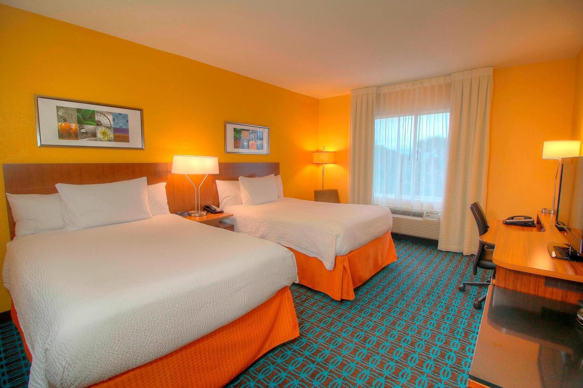 Double Room with Two Double Beds and Roll-In Shower - Mobility Access/Hearing Accessible