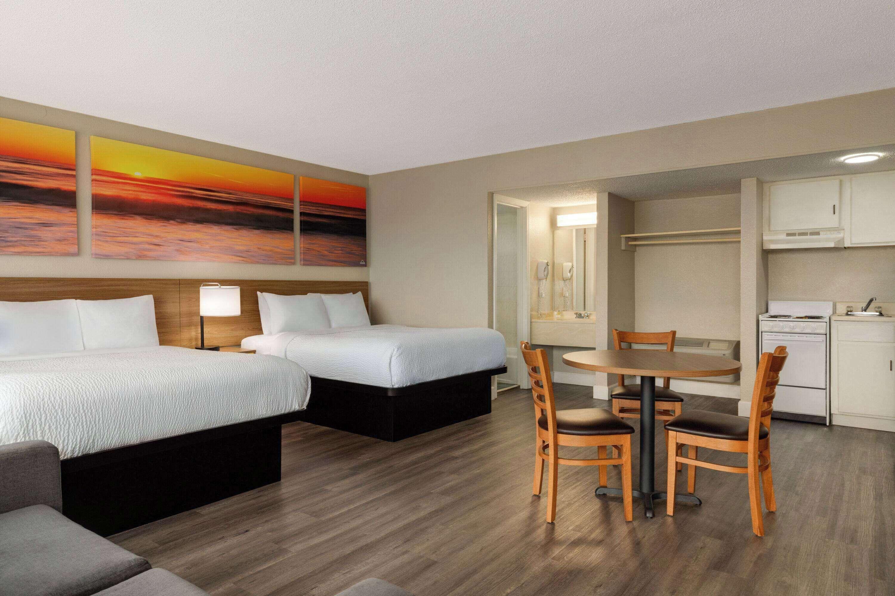 Efficiency Queen Room with Two Queen Beds and Street View - Non-Smoking